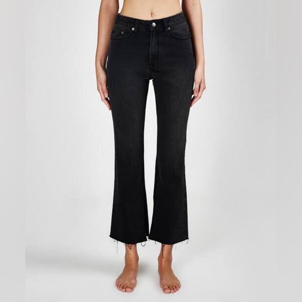 Ksubi Skinny Kickn Phantom Crop Flare Jeans Black Distressed - NWT